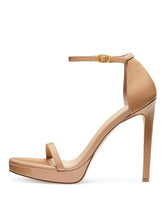 Women's Nude Patent-Leather Platform Stiletto Heels Sandals For Wide Feet